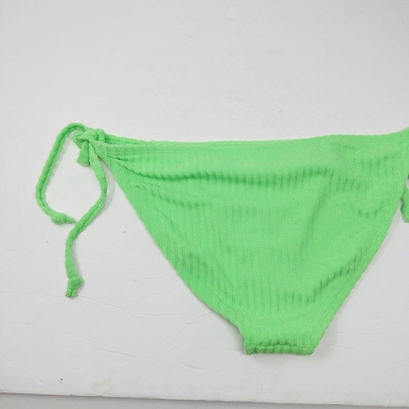 California Waves Womans Large Green Terry Hipster Bikini Swim Bottom Tie NWT - Picture 5 of 6